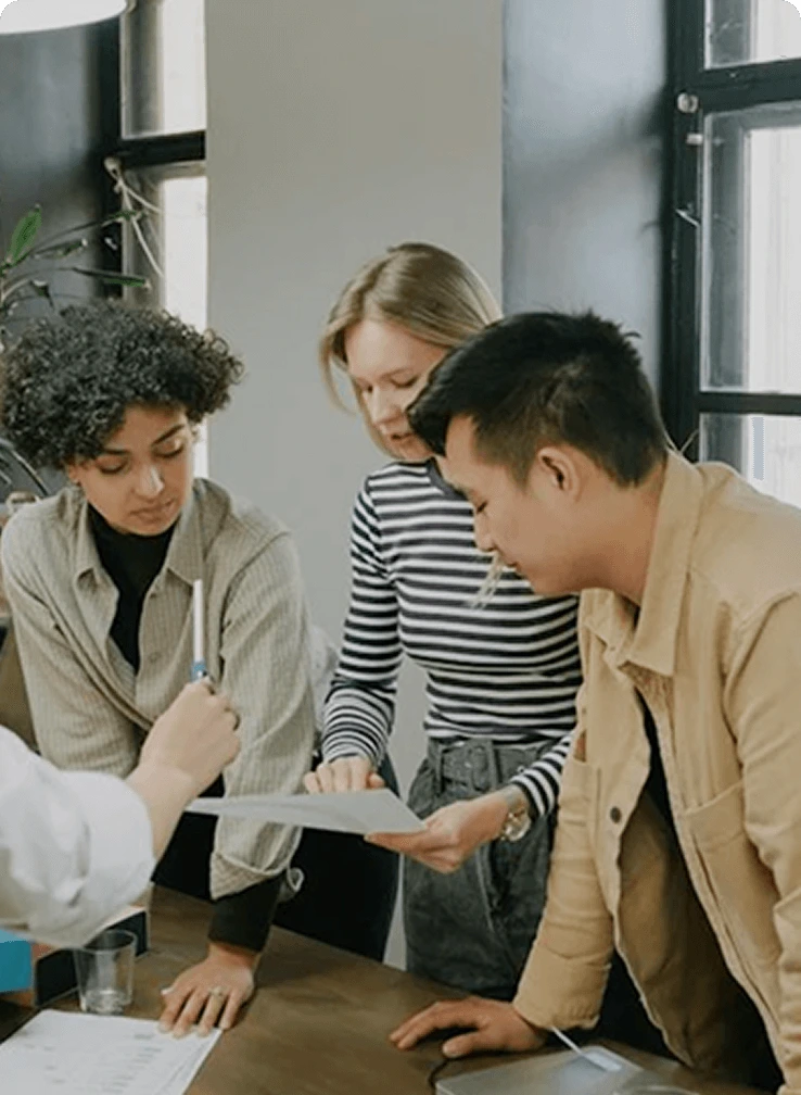 Long-term interns working together